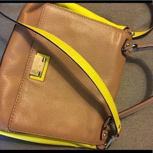 Kate Spade tan & bright yellow crossbody/handbag